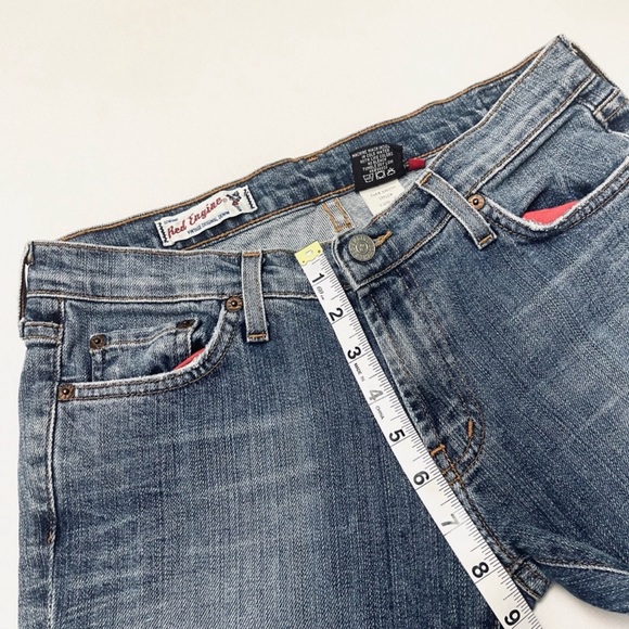 Y2K Red Engine Original Cropped Straight Leg Jeans - Picture 6 of 11